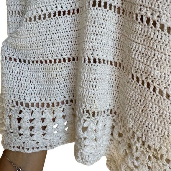 Alice + Olivia Noella Crochet Mini Dress Fit & Flare Ivory Size SX Sleeveless - Picture 9 of 9